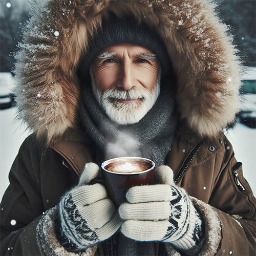 مرد با ظاهر زمستانی